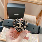 Fortok Chanel CC Vintage Black Gold Belt With Heart Design Hardware - 6
