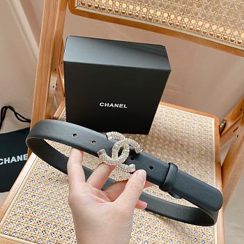 Fortok Chanel CC Vintage Black Gold Belt With Diamond Hardware