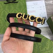 Fortok Gucci GG Letter Mini Belt In Black With Gold Buckle  - 6