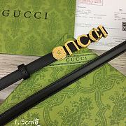 Fortok Gucci GG Letter Mini Belt In Black With Gold Buckle  - 4