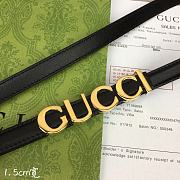 Fortok Gucci GG Letter Mini Belt In Black With Gold Buckle  - 2