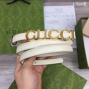 Fortok Gucci GG Letter Mini Belt In White With Gold Buckle - 6