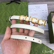 Fortok Gucci GG Letter Mini Belt In White With Gold Buckle - 5