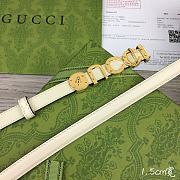 Fortok Gucci GG Letter Mini Belt In White With Gold Buckle - 3