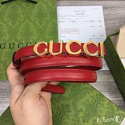 Fortok Gucci GG Letter Mini Belt In Red With Gold Buckle - 5