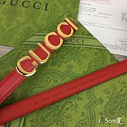 Fortok Gucci GG Letter Mini Belt In Red With Gold Buckle - 3