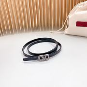 Fortok Valentino Cowhide Leather Belt Black With Copper Hardware and Diamond Buckle - 3