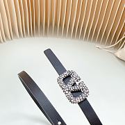 Fortok Valentino Cowhide Leather Belt Black With Copper Hardware and Diamond Buckle - 4