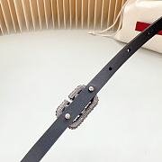 Fortok Valentino Cowhide Leather Belt Black With Copper Hardware and Diamond Buckle - 2