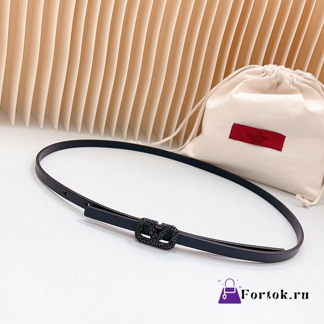 Fortok Valentino Cowhide Leather Belt Black With Copper Hardware and Black Diamond Buckle - 1