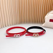 Fortok Valentino Cowhide Leather Belt Red With Gold/Silver Diamond Buckle - 1