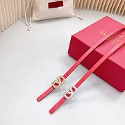 Fortok Valentino Cowhide Leather Belt Red With Gold/Silver Diamond Buckle - 4