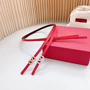 Fortok Valentino Cowhide Leather Belt Red With Gold/Silver Diamond Buckle - 2