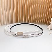 Fortok Valentino Cowhide Leather Belt White With Gold/Silver Diamond Buckle - 4
