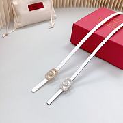 Fortok Valentino Cowhide Leather Belt White With Gold/Silver Diamond Buckle - 3