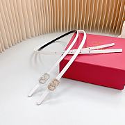 Fortok Valentino Cowhide Leather Belt White With Gold/Silver Diamond Buckle - 2
