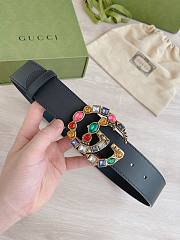 Fortok Gucci Black Calfskin Leather Belt With Multicolor Copper Buckle - 1