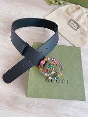 Fortok Gucci Black Calfskin Leather Belt With Multicolor Copper Buckle - 2