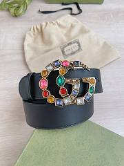 Fortok Gucci Black Calfskin Leather Belt With Multicolor Copper Buckle - 3