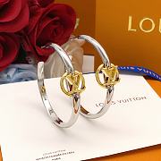 Fortok Louis Vuitton Silver Earrings With Golden Logo LED0142 - 1