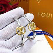 Fortok Louis Vuitton Silver Earrings With Golden Logo LED0142 - 2