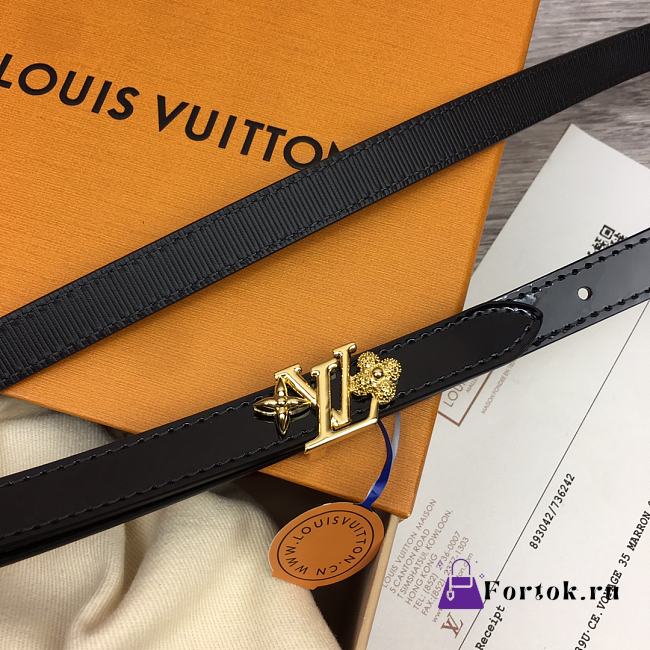 Fortok Louis Vuitton Reversible Buckle with Gold Letter & Crystal Floral Belt - 1