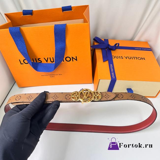 Fortok Louis Vuitton Circle Prime Reversible Belt Light Brown - 1