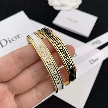 Fortok Dior Code Bangle Gold-Finish Metal and White Lacquer