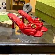 Fortok Gucci GG Heel Slides Red Chevron Matelassé Leather - 1