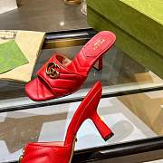 Fortok Gucci GG Heel Slides Red Chevron Matelassé Leather - 5
