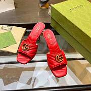 Fortok Gucci GG Heel Slides Red Chevron Matelassé Leather - 4