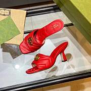 Fortok Gucci GG Heel Slides Red Chevron Matelassé Leather - 2