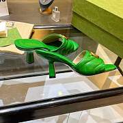 Fortok Gucci GG Heel Slides Green Chevron Matelassé Leather - 6