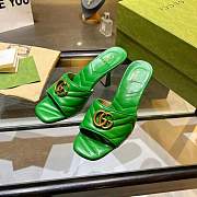 Fortok Gucci GG Heel Slides Green Chevron Matelassé Leather - 4