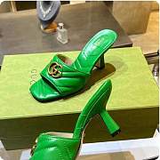 Fortok Gucci GG Heel Slides Green Chevron Matelassé Leather - 3