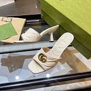 Fortok Gucci GG Heel Slides White Chevron Matelassé Leather - 6
