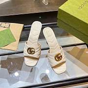 Fortok Gucci GG Heel Slides White Chevron Matelassé Leather - 2