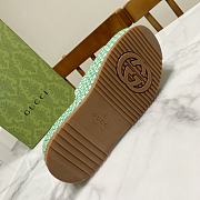 Fortok Gucci GG Platform Slide Sandal Ivory Green Canvas Jacquard - 3