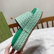 Fortok Gucci GG Platform Slide Sandal Ivory Green Canvas Jacquard - 4