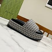 Fortok Gucci GG Platform Slide Sandal Black Canvas Jacquard - 2