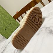 Fortok Gucci GG Platform Slide Sandal Beige Canvas Jacquard - 6