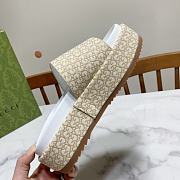 Fortok Gucci GG Platform Slide Sandal Beige Canvas Jacquard - 4