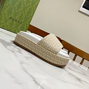 Fortok Gucci GG Platform Slide Sandal Beige Canvas Jacquard - 3