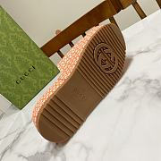 Fortok Gucci GG Platform Slide Sandal Orange Canvas Jacquard - 6