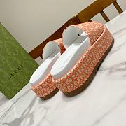 Fortok Gucci GG Platform Slide Sandal Orange Canvas Jacquard - 4