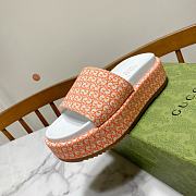 Fortok Gucci GG Platform Slide Sandal Orange Canvas Jacquard - 3