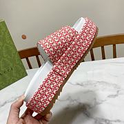 Fortok Gucci GG Platform Slide Sandal Red Canvas Jacquard - 4