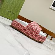 Fortok Gucci GG Platform Slide Sandal Red Canvas Jacquard - 3