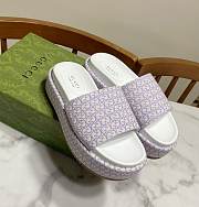 Fortok Gucci GG Platform Slide Sandal Purple Canvas Jacquard - 1