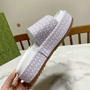 Fortok Gucci GG Platform Slide Sandal Purple Canvas Jacquard - 6